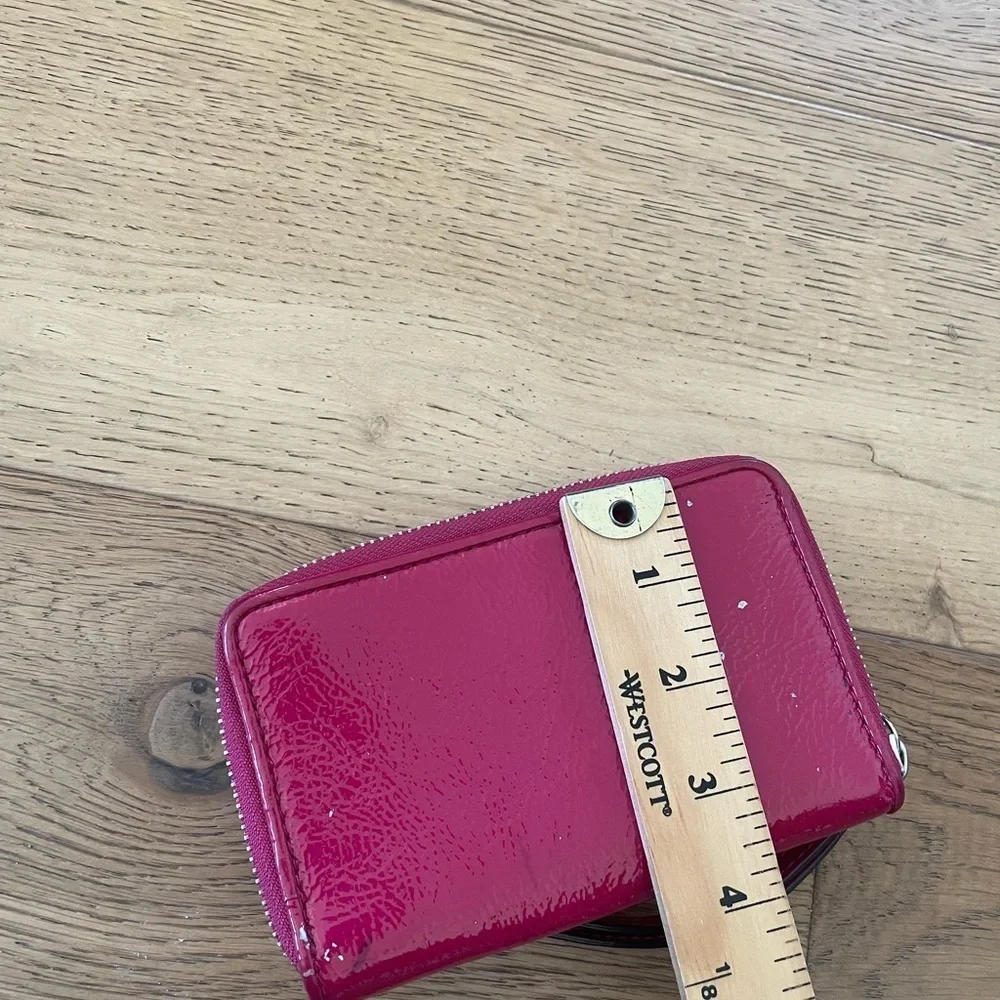 COACH Pink Zip Around Patent Leather Wristlet Wallet